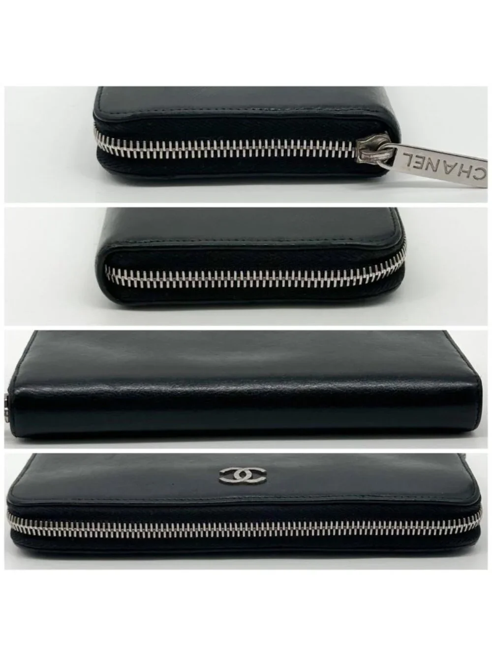 Chanel CC Logo Quilted Round Diamond Cut Lambskin Wallet